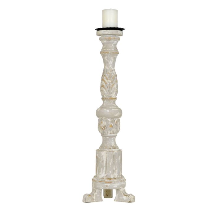 Ash Carved Solid Wood Candle Holder - Lillian Home