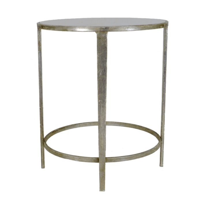 Dolly Silver Leaf Stone Top Round Side Table - Lillian Home