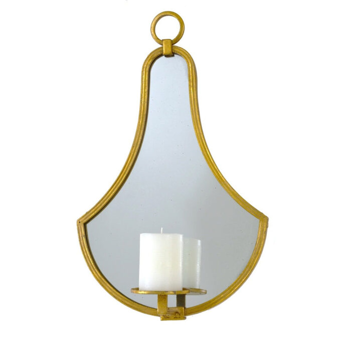 Mabel Gold Leaf Mirror Wall Candle Holder - Lillian Home