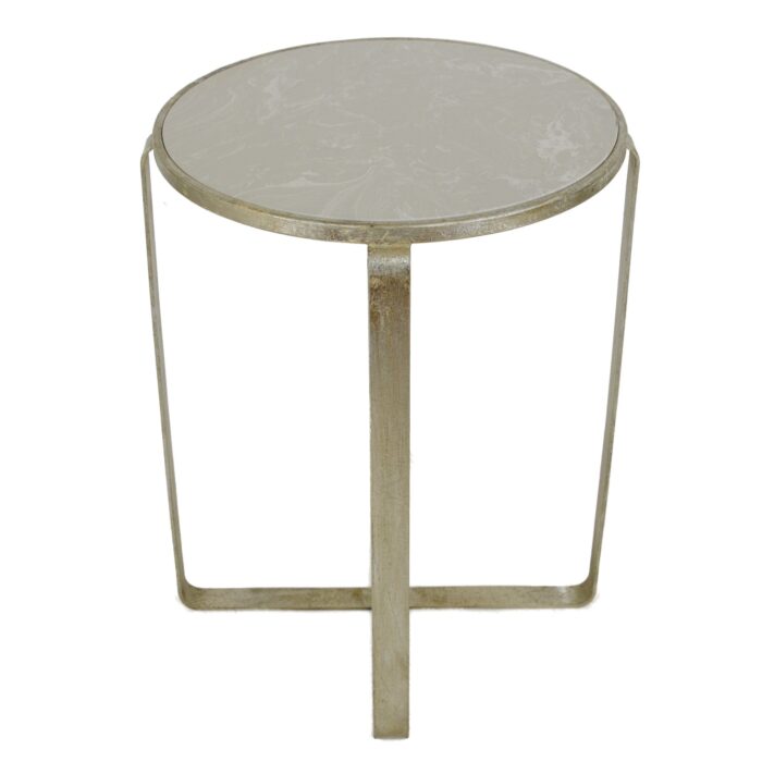 Dona Silver Leaf Stone Top Side Table - Lillian Home