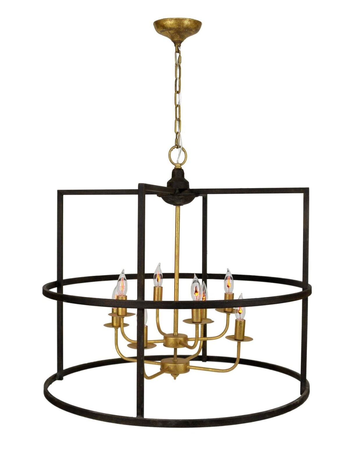 Central 8 Light Brown and Gold Lantern | Luxury Lights