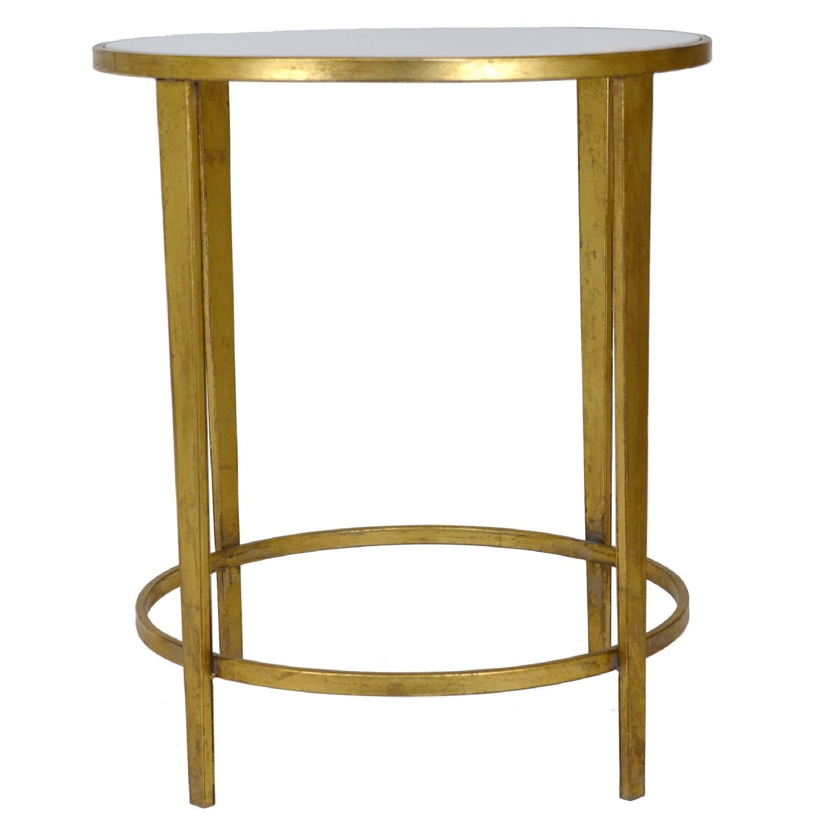 Dolly Gold Leaf Stone Top Round Side Table - Lillian Home 
