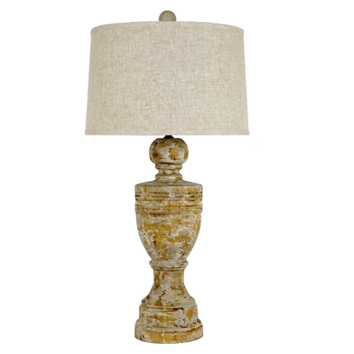 Julius Carved Oak Wood Table Lamp | Lillian Home