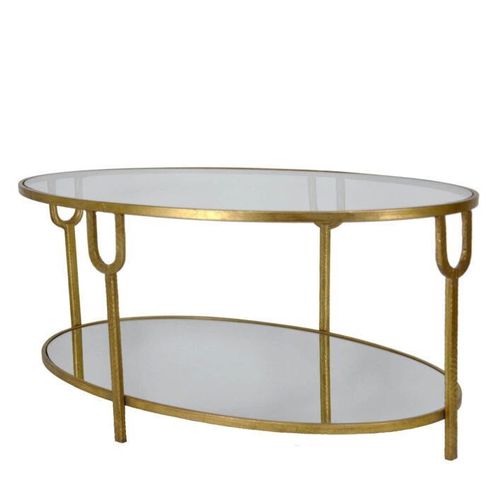 Blanca Oval Gold Coffee Table - Lillian Home