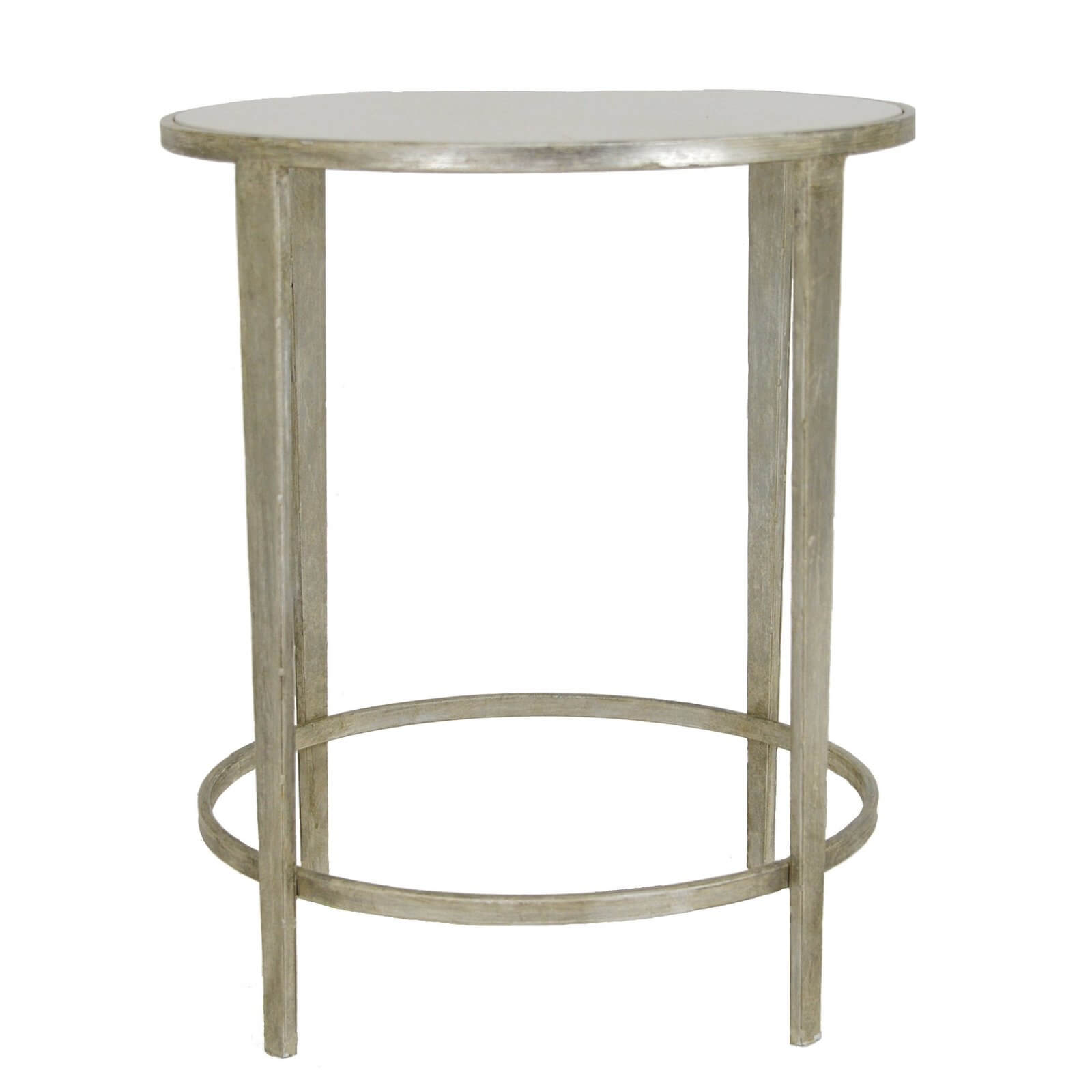 Dolly Silver Leaf Stone Top Round Side Table - Lillian Home 