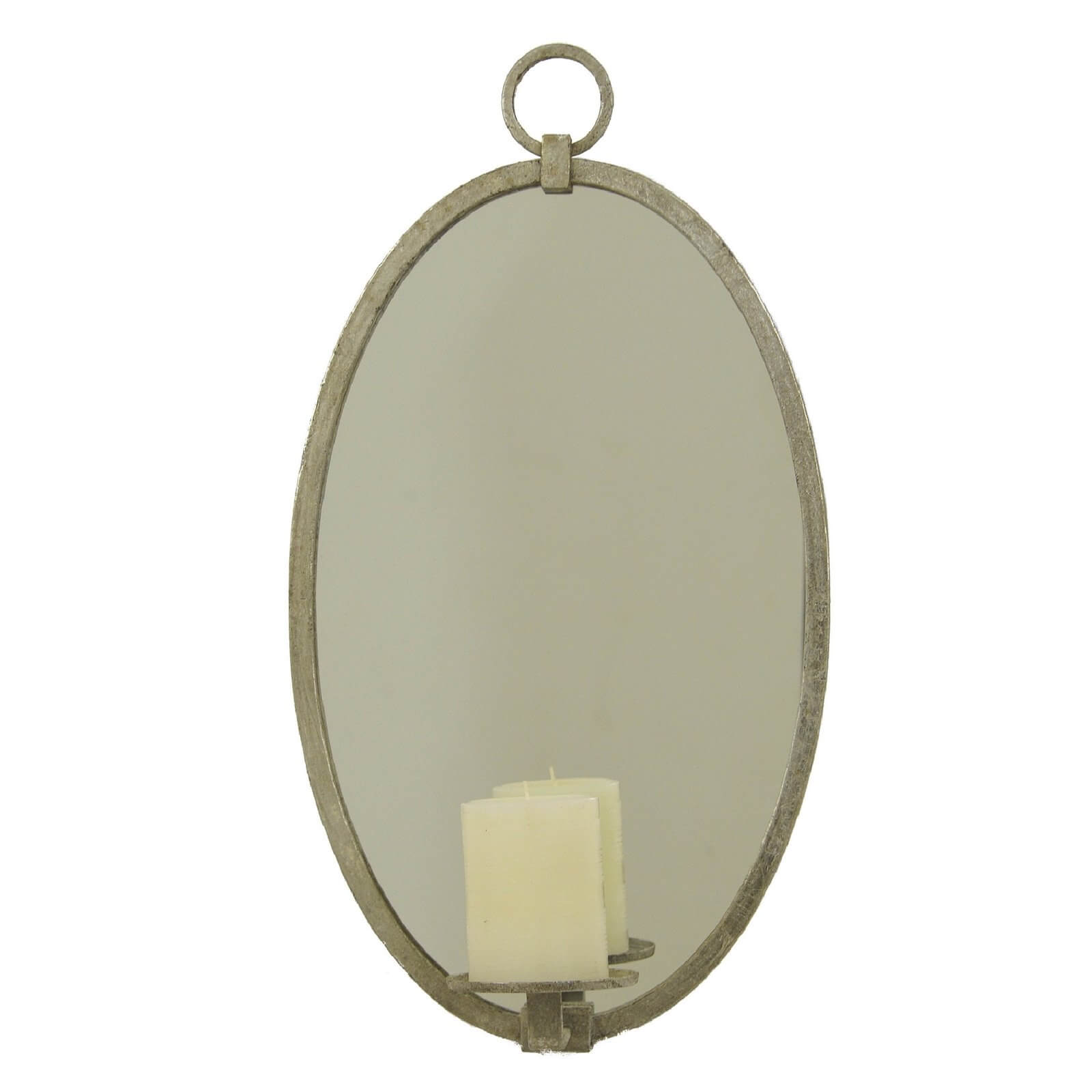 Ovala Silver Leaf Mirror Wall Candle Holder - Lillian Home 