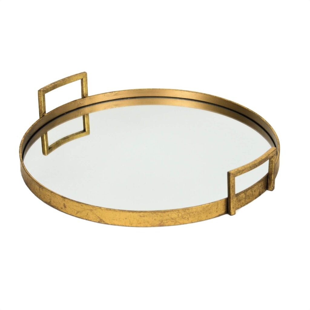 Ono Gold Round Mirrored Tray 