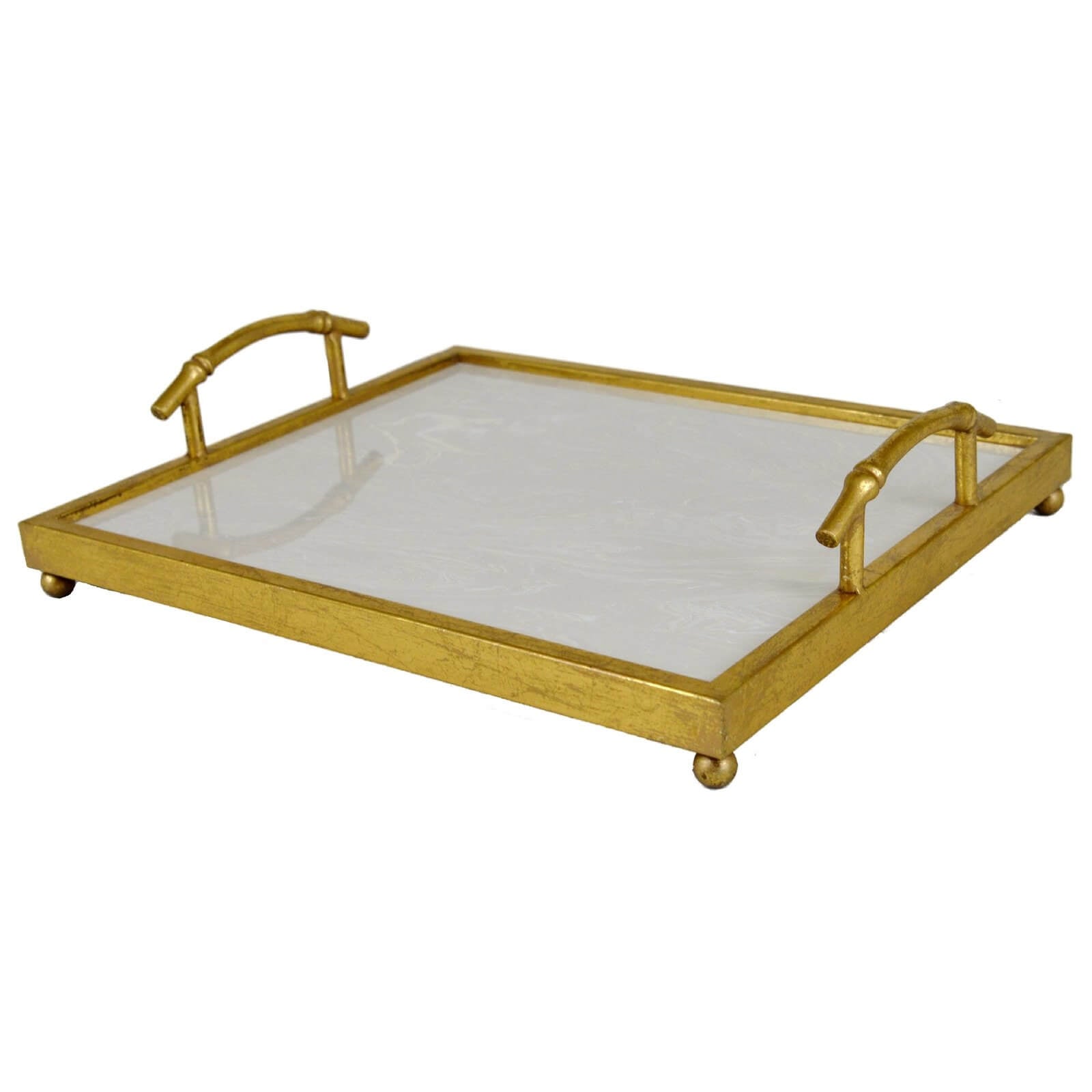 Lalana Gold Tray with White Stone - Lillian Home 