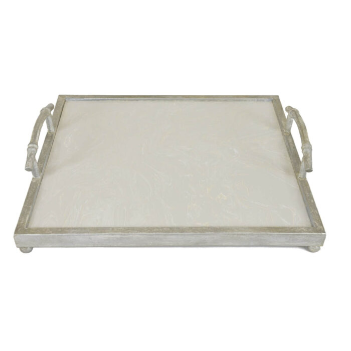 Lalana Silver Tray with White Stone - Lillian Home