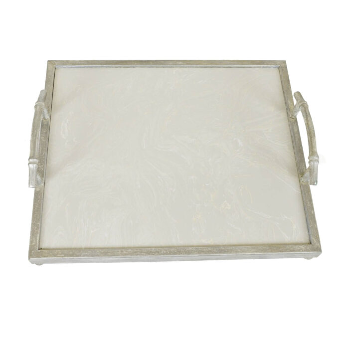 Lalana Silver Tray with White Stone - Lillian Home