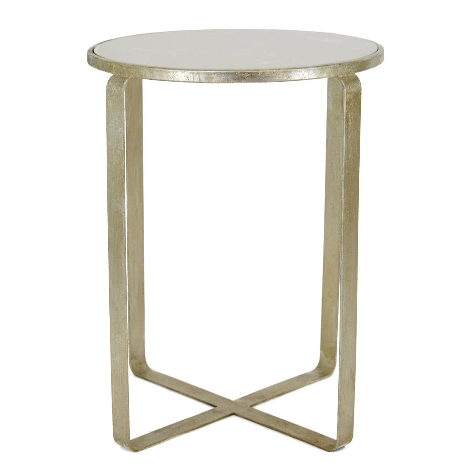 Dona Silver Leaf Stone Top Side Table - Lillian Home 