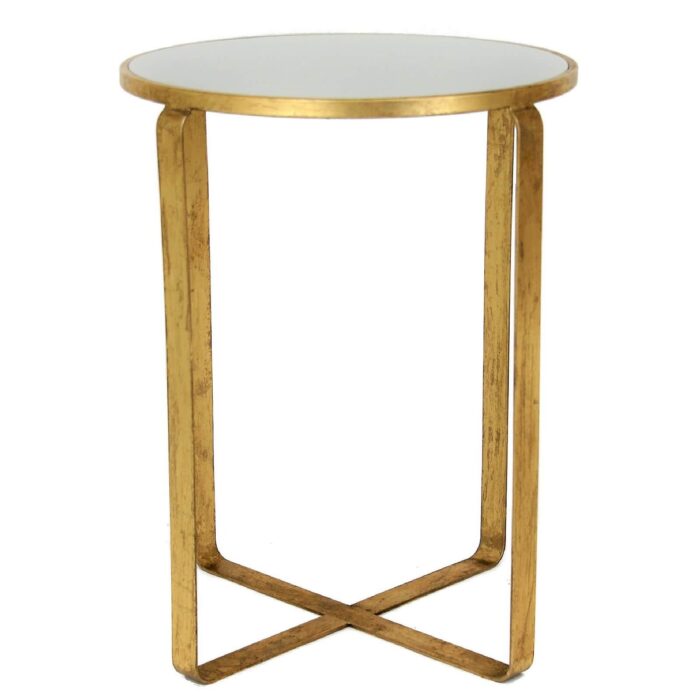 Dona Gold Leaf Stone Top Side Table - Lillian Home