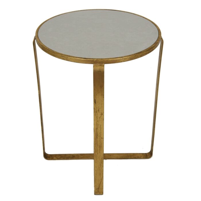 Dona Gold Leaf Stone Top Side Table - Lillian Home
