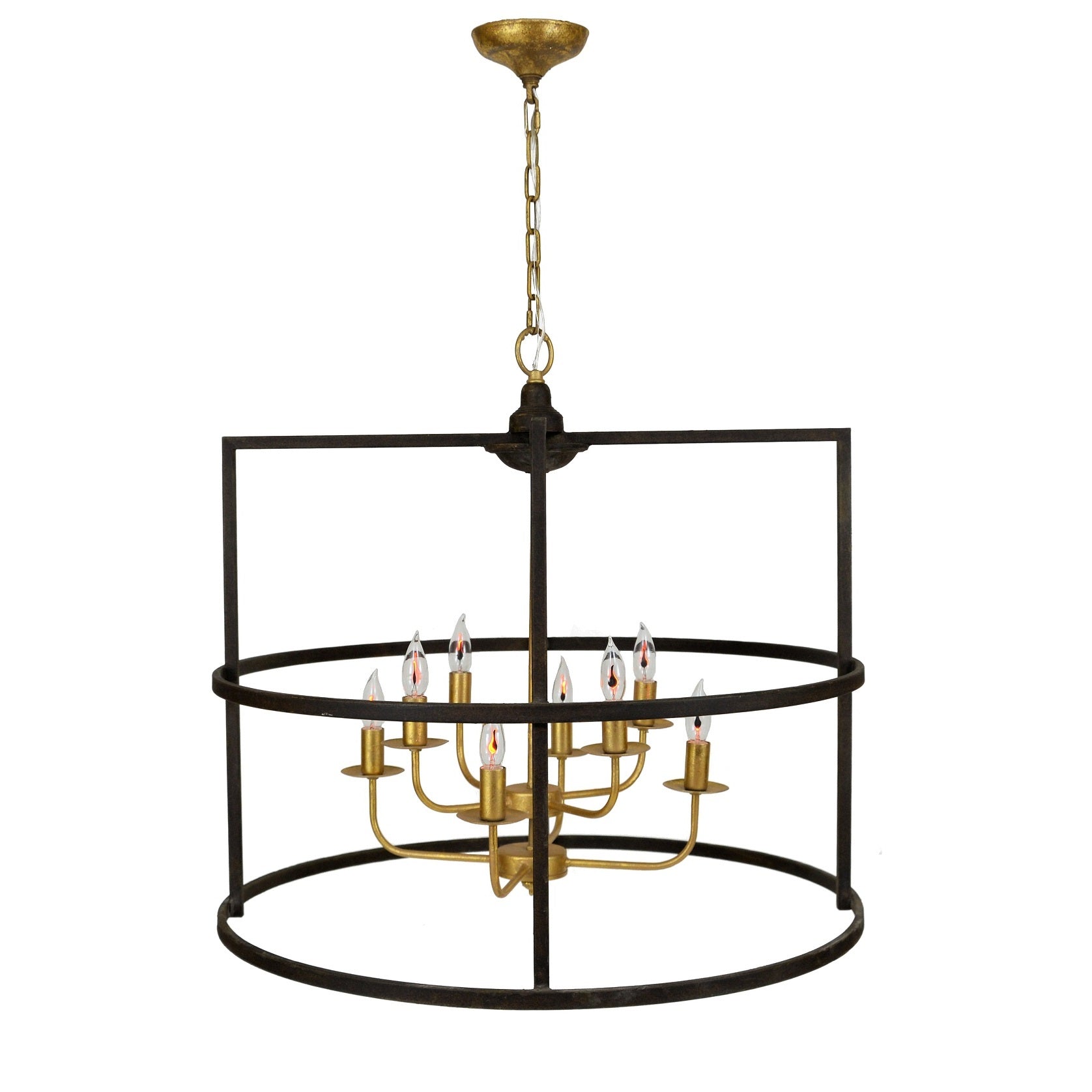 Central 8 Light Brown and Gold Lantern - Lillian Home 