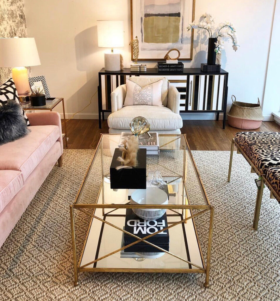 Iris Gold 2 Shelves Coffee Table | Designer Furniture | Lillian Home