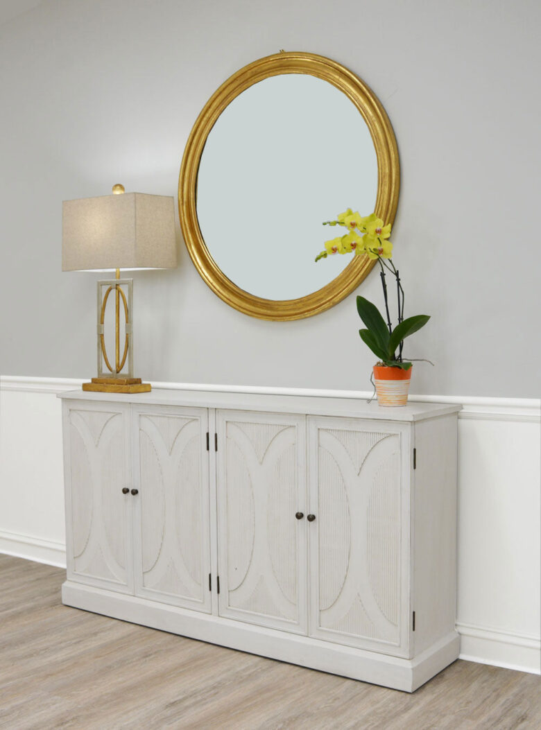 Arena Gold Leaf Round Mirror- Lillian Home