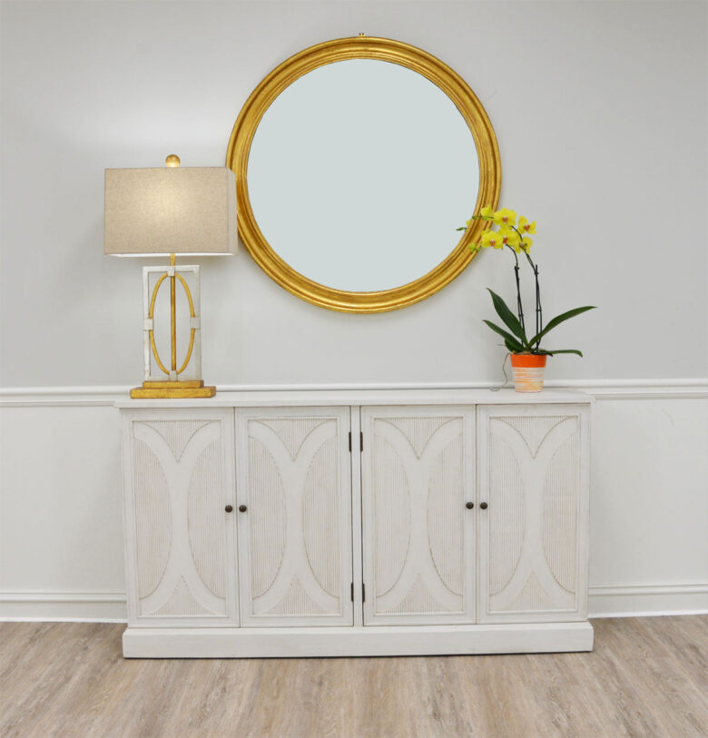 Arena Gold Leaf Round Mirror- Lillian Home