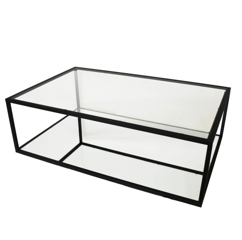 Emily 2 Shelves Black Coffee Table - Lillian Home