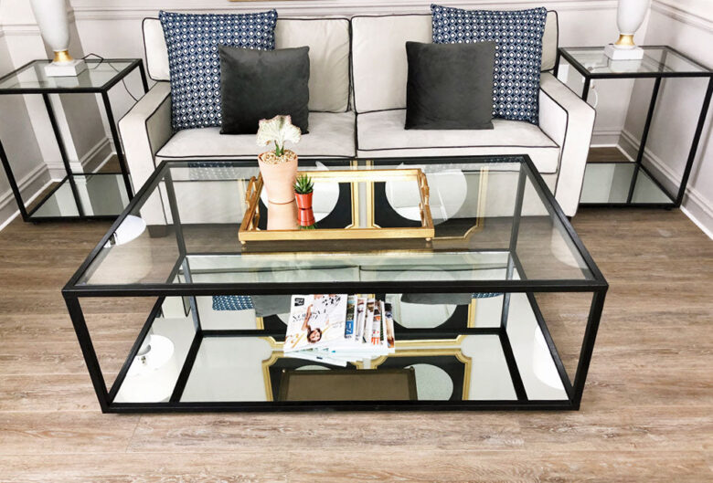 Emily 2 Shelves Black Coffee Table - Lillian Home