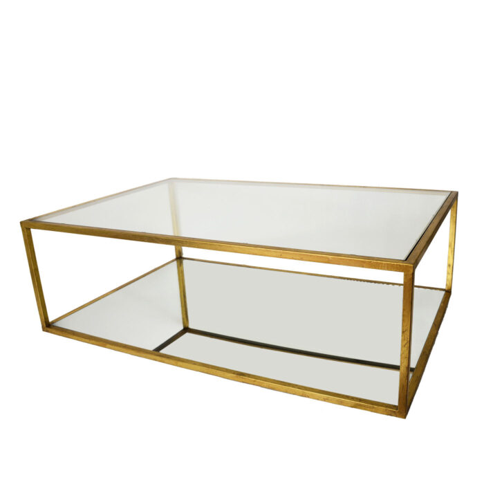 Emily 2 Shelves Gold Leaf Coffee Table - Lillian Home