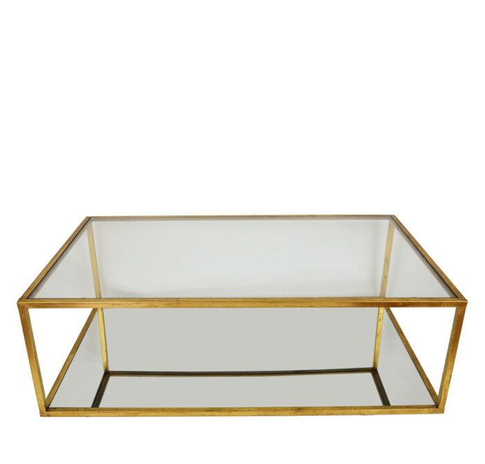Emily 2 Shelves Gold Leaf Coffee Table - Lillian Home