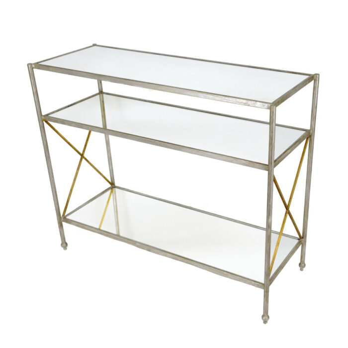 Alan Silver Console Table with 3 Shelves - Lillian Home