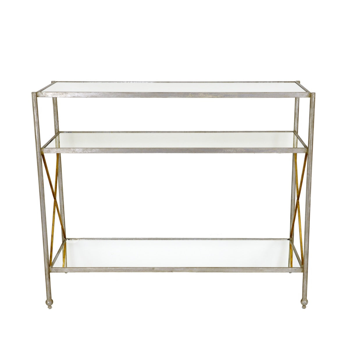 Alan Silver Console Table with 3 Shelves - Lillian Home 