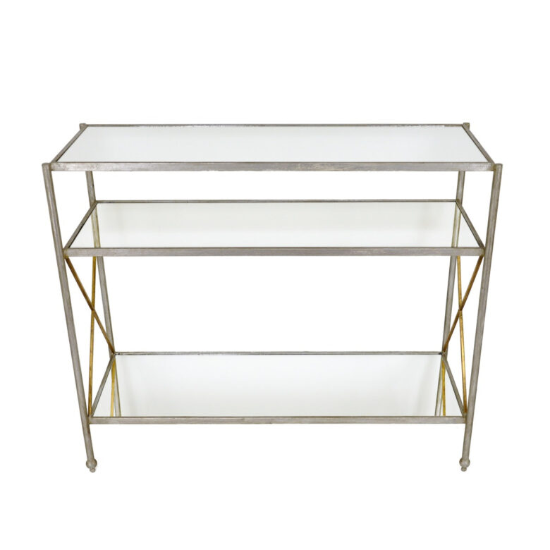 Alan Silver Console Table with 3 Shelves - Lillian Home