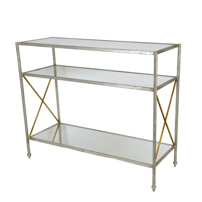 Alan Silver Console Table with 3 Shelves - Lillian Home