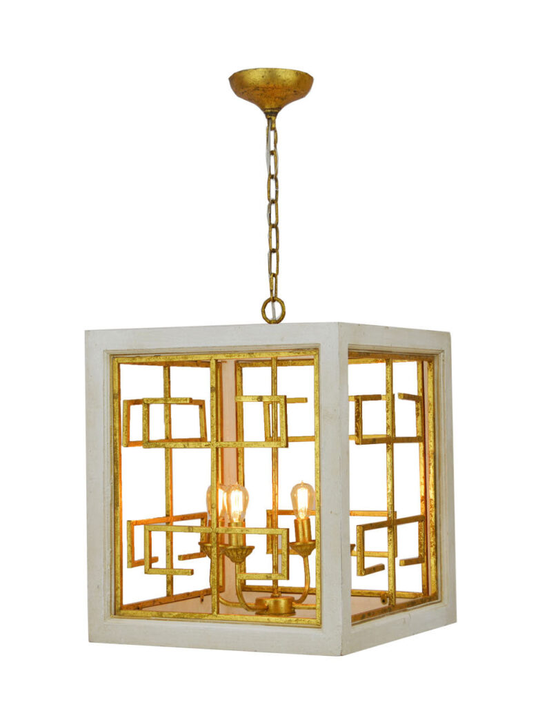 Luna 4 Light White and Gold Lantern - Lillian Home