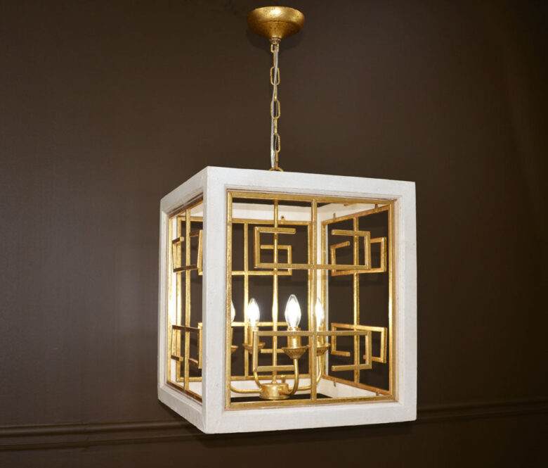 Luna 4 Light White and Gold Lantern - Lillian Home