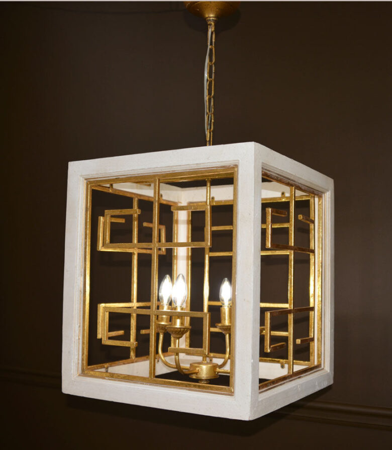 Luna 4 Light White and Gold Lantern - Lillian Home