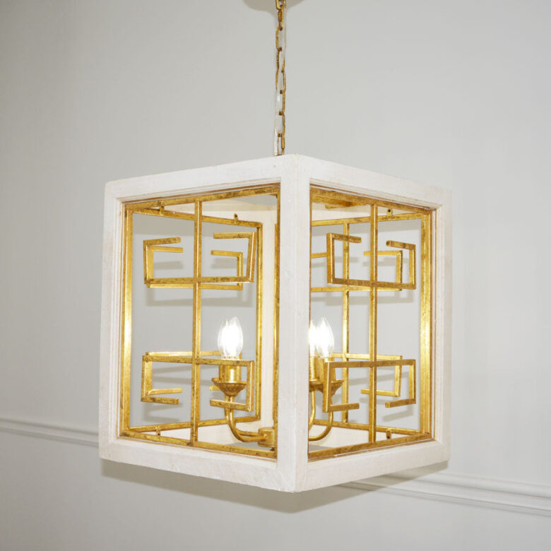 Luna 4 Light White and Gold Lantern - Lillian Home