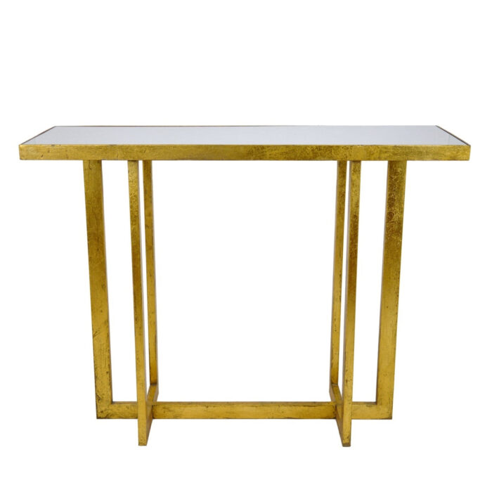 Lala Gold Leaf Stone Top Console Table - Lillian Home
