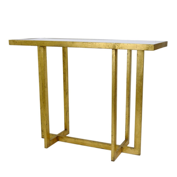 Lala Gold Leaf Stone Top Console Table - Lillian Home