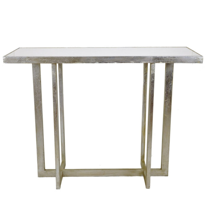 Lala Silver Leaf Stone Top Console Table - Lillian Home