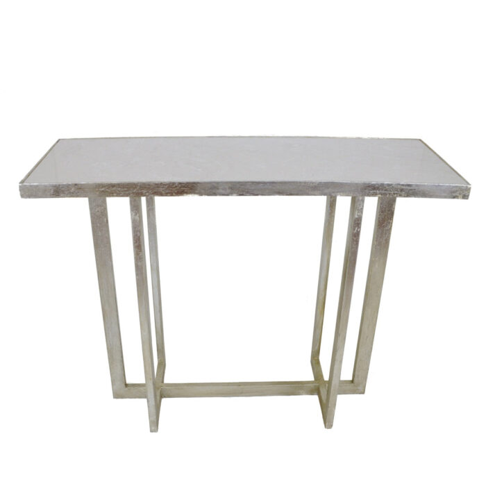 Lala Silver Leaf Stone Top Console Table - Lillian Home