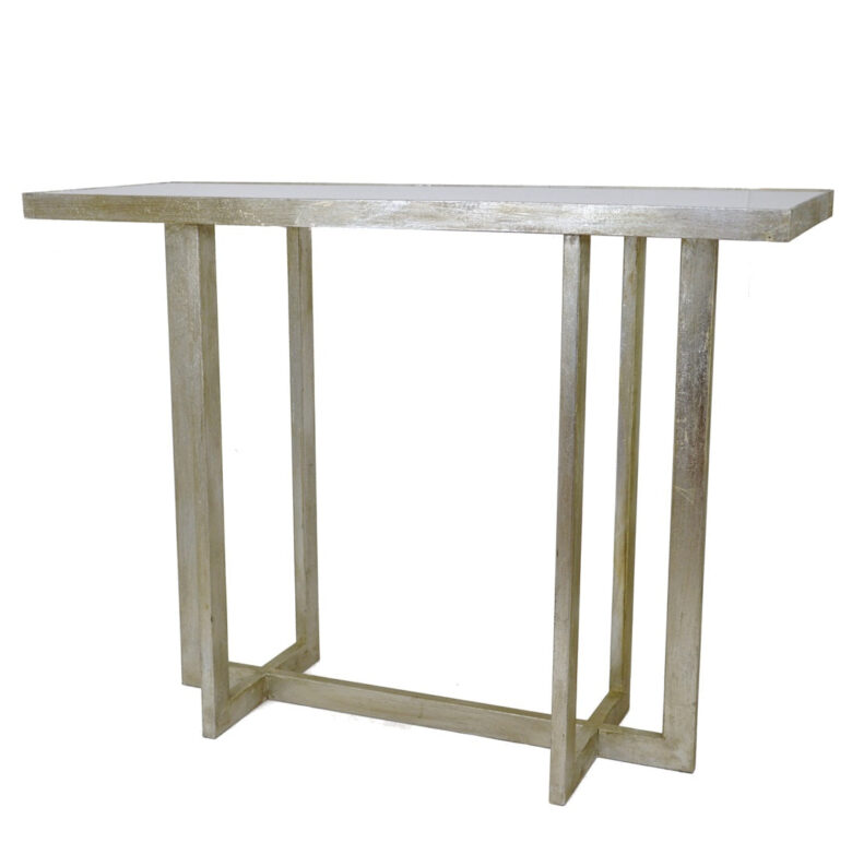 Lala Silver Leaf Stone Top Console Table - Lillian Home