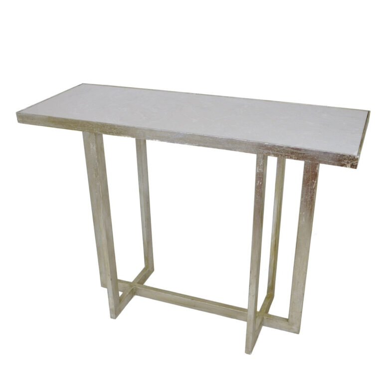 Lala Silver Leaf Stone Top Console Table - Lillian Home