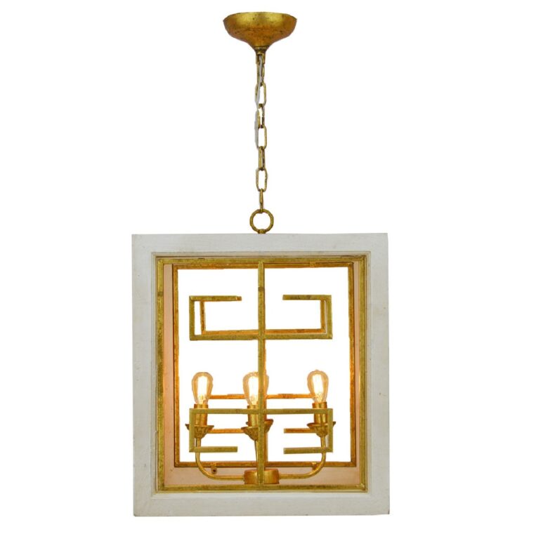 Luna 4 Light White and Gold Lantern - Lillian Home