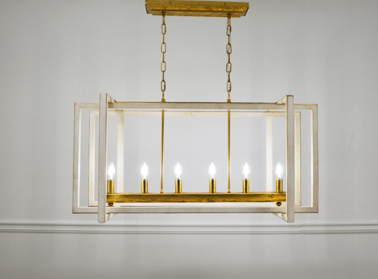 Sera 6 Light White and Gold Long Lantern - Lillian Home