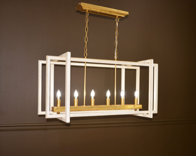 Sera 6 Light White and Gold Long Lantern - Lillian Home