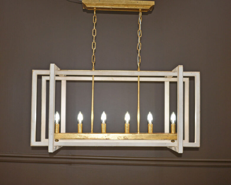 Sera 6 Light White and Gold Long Lantern - Lillian Home