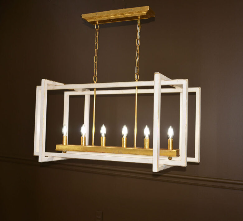 Sera 6 Light White and Gold Long Lantern - Lillian Home