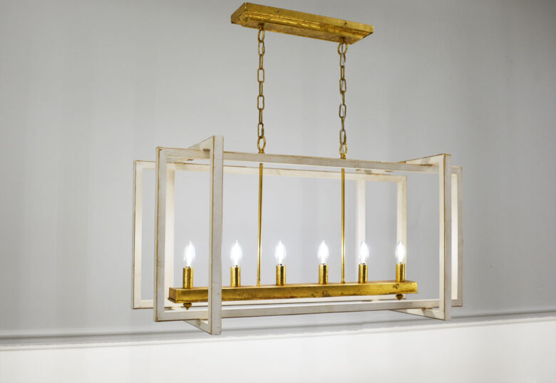 Sera 6 Light White and Gold Long Lantern - Lillian Home