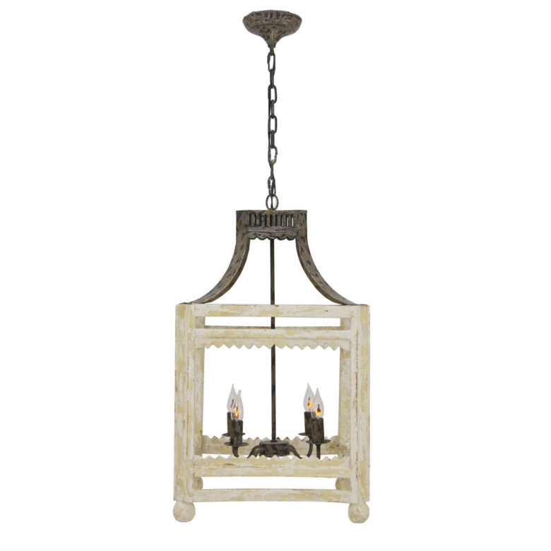 Blaire 4 Light Wood Iron Lantern - Lillian Home