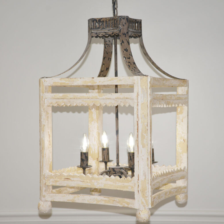 Blaire 4 Light Wood Iron Lantern - Lillian Home