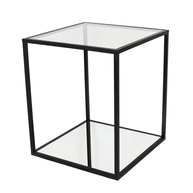 Emily 2 Shelves Black Side Table - Lillian Home