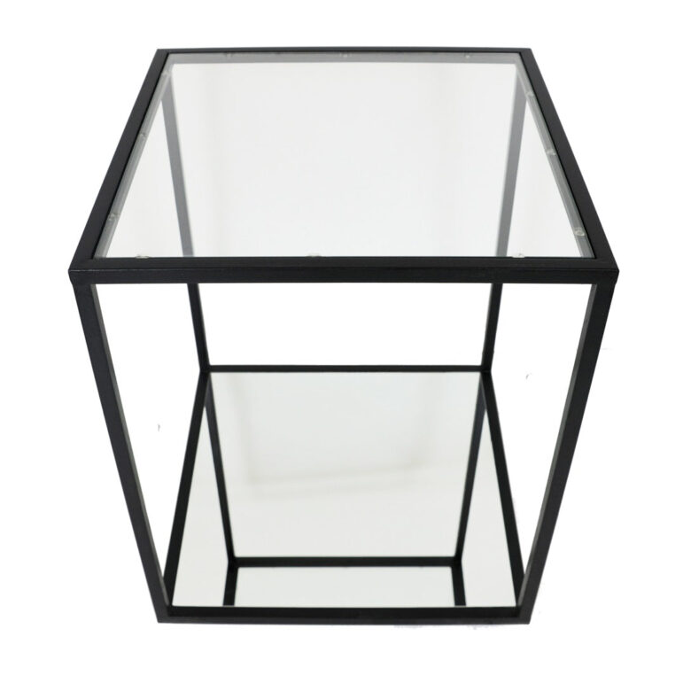 Emily 2 Shelves Black Side Table - Lillian Home