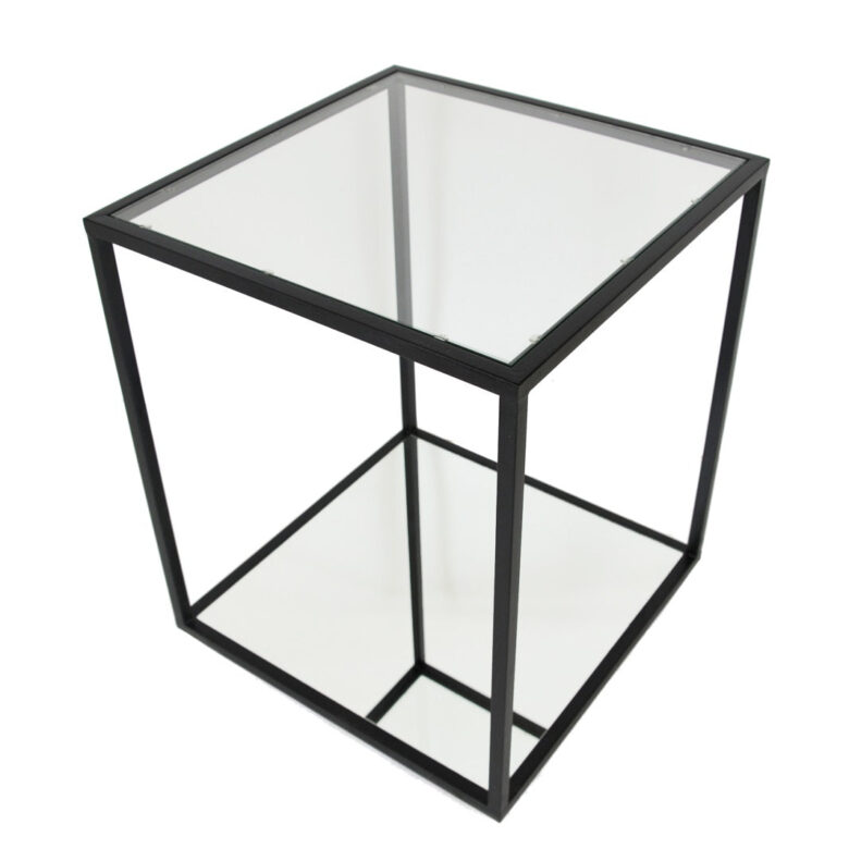 Emily 2 Shelves Black Side Table - Lillian Home